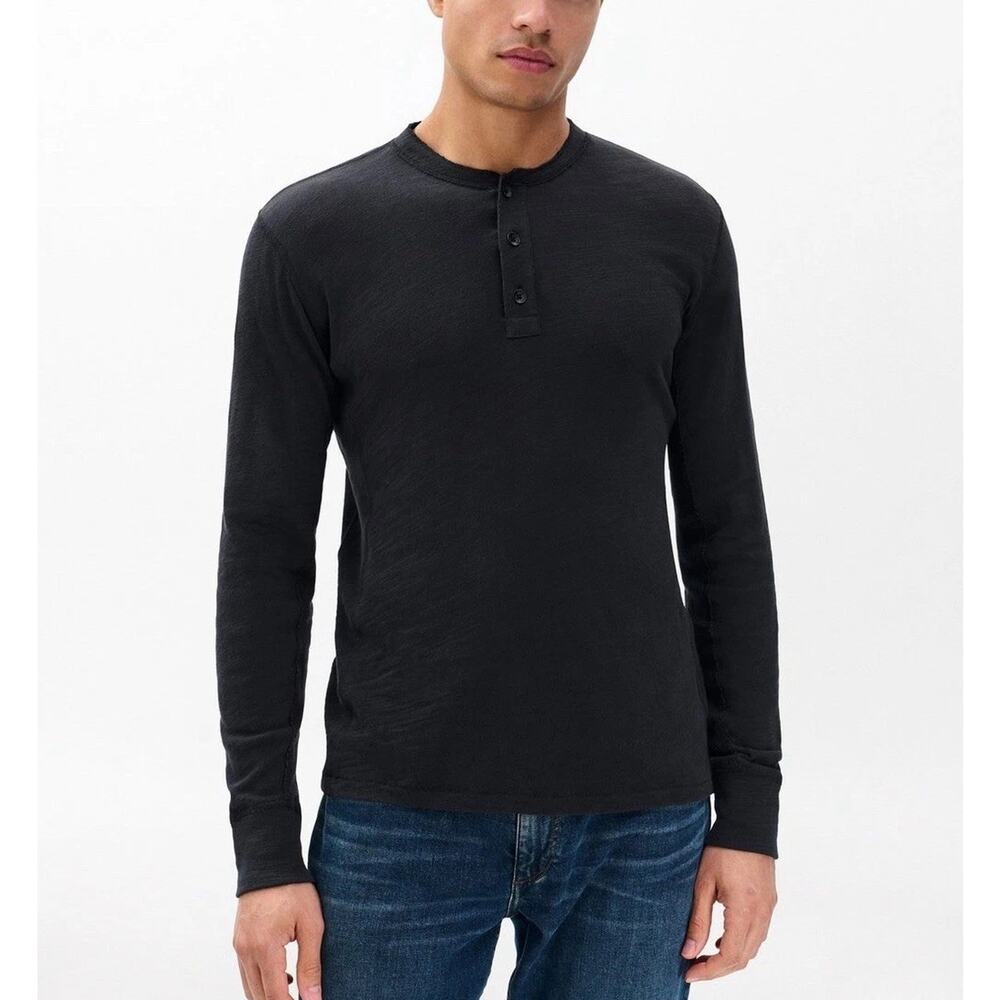 Rag & Bone Henley Shirt Men L Dark Gray Standard Issue Pullover Preppy